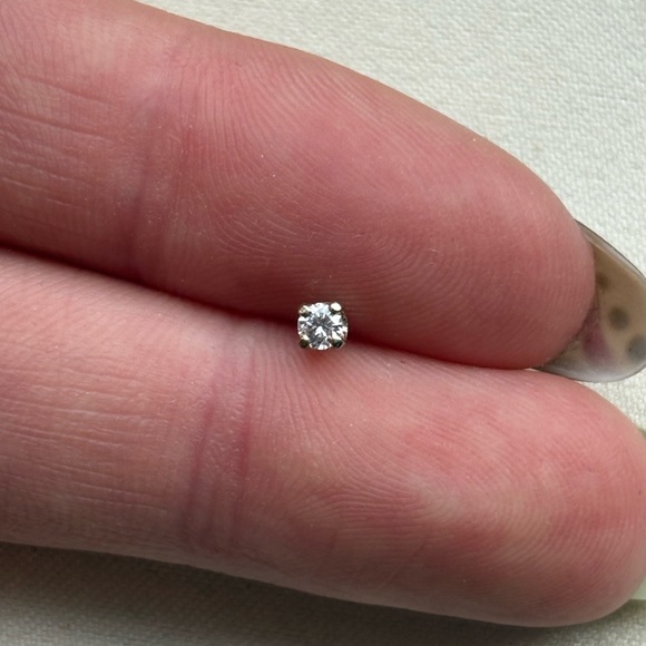 14k Diamond Solitaire Stud Earring - Single - Picture 2 of 8